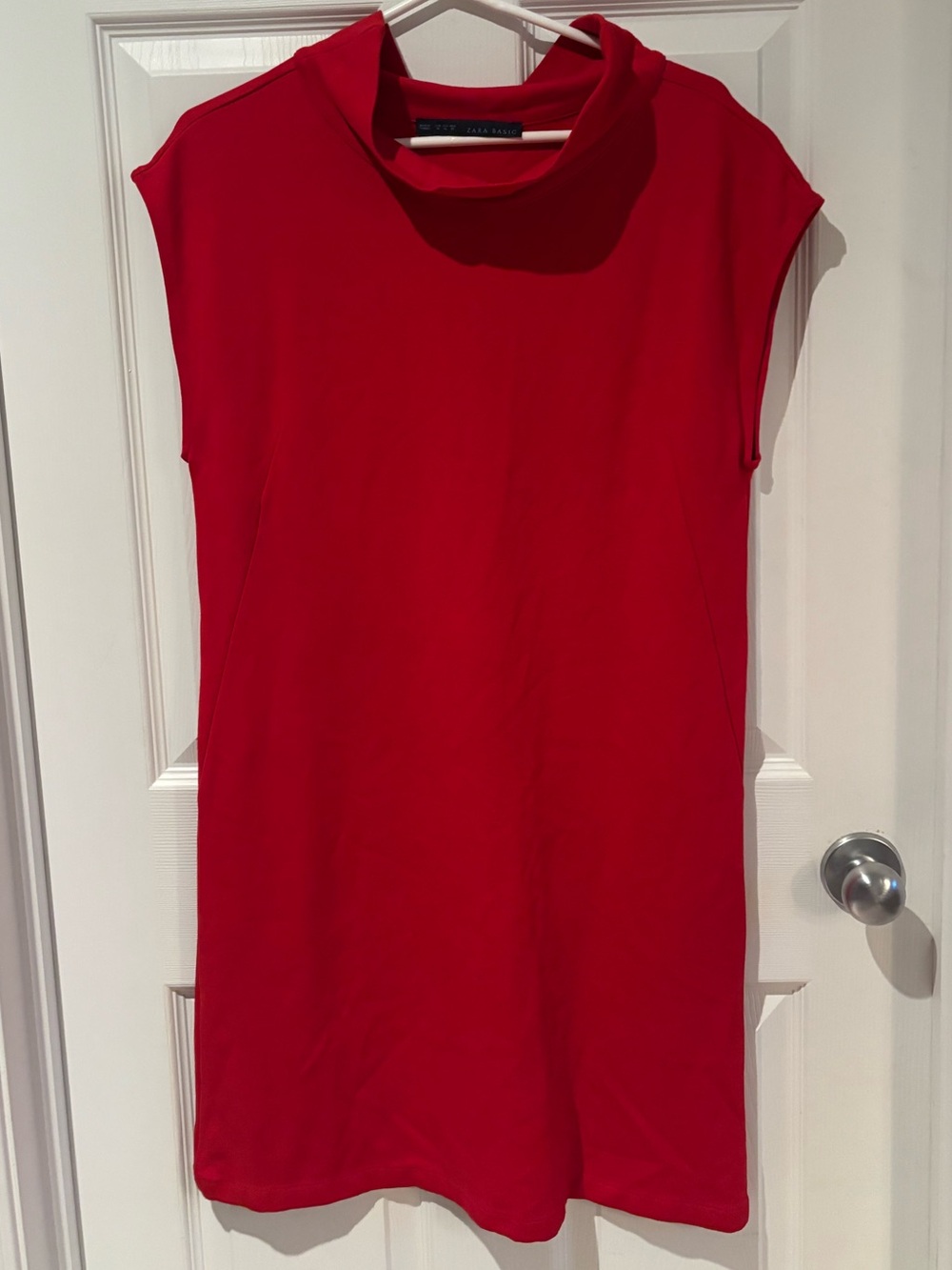 Zara Red Sleeveless Cowl-Neck Tunic